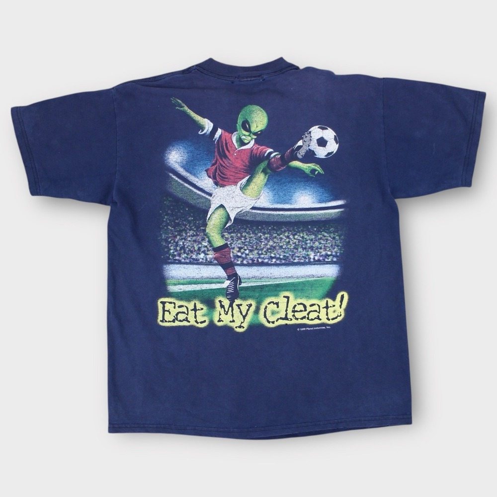 Vintage 1999 Alien Soccer T-Shirt‎ Eat My Cleat Graphic Tee Youth XL Fits Mens S